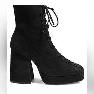 Schutz S-Marlova Lace-Up chunky heeled suede leather boots witchy goth sz 9